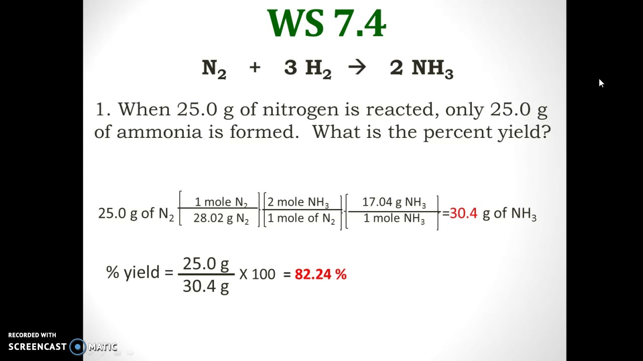 Percent Yield WS 7 4 YouTube