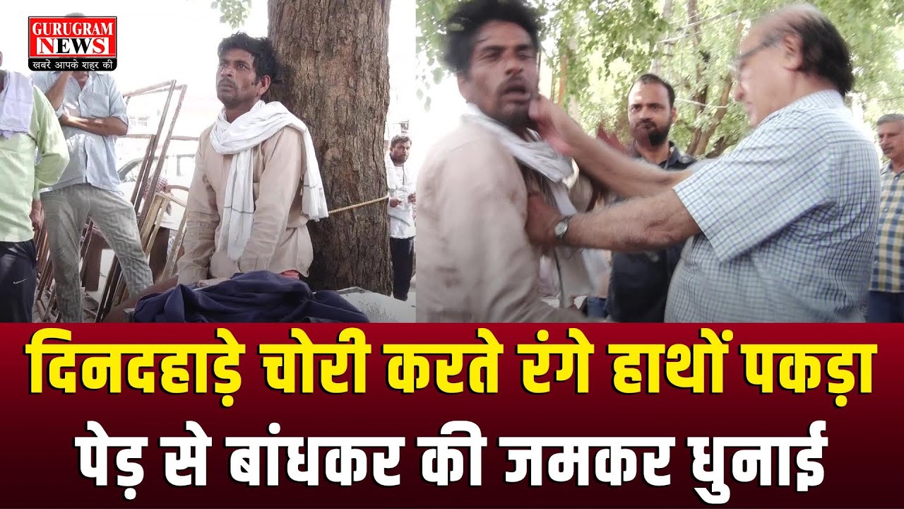 चोरी करते हुए रंगे हाथों पकड़ा तो खुद ही बन गए कानून, पेड़ से बांधकर की जमकर धुनाई - Gurugram News