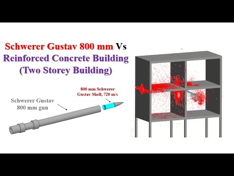 800 mm Schwerer Gustav shell Vs Reinforced Concrete Building #Unrealistic  Simulation 