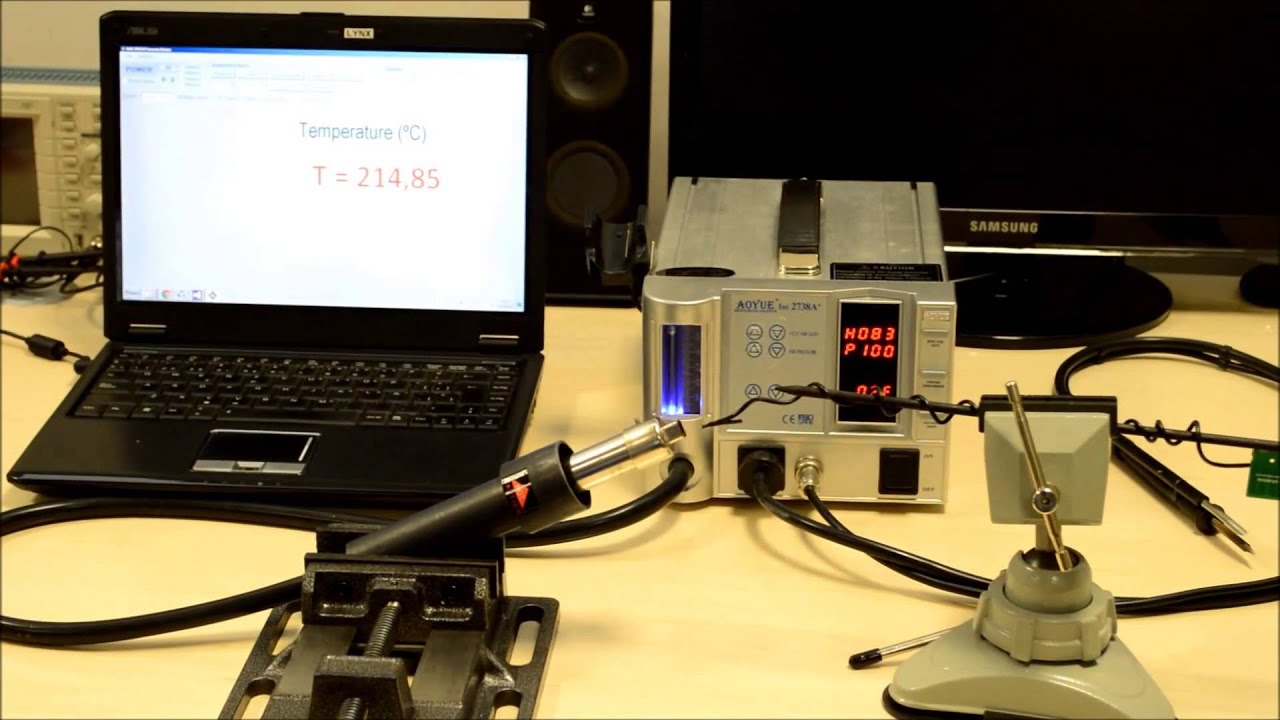 Pyros battery free temperature sensor tag with air soldering gun