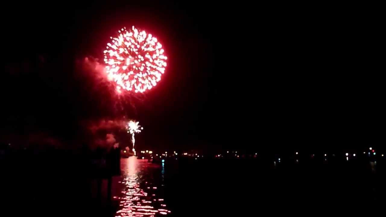 Beautiful fireworks display over the Halifax River, in New Smyrna Beach