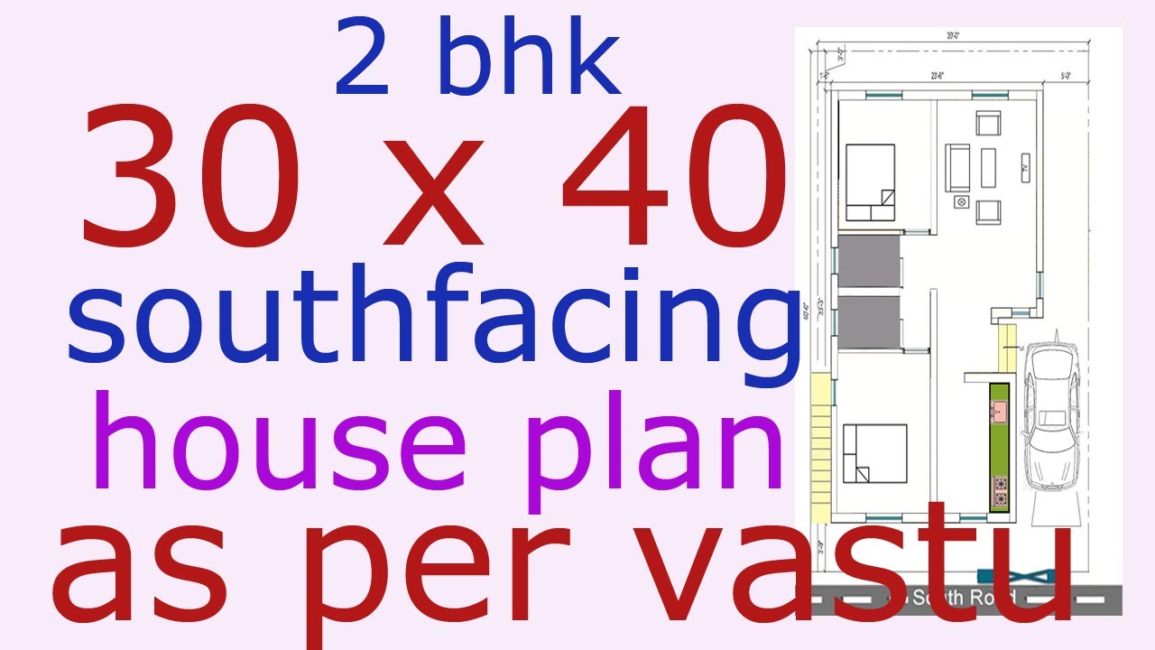 south facing house plan as per vastu 30 x 40 small 2bhk small house ...