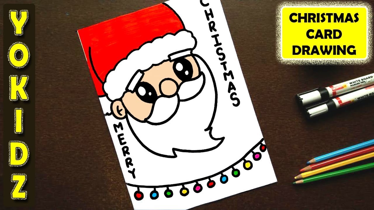 HOW TO DRAW CHRISTMAS CARD 3 BEAUTIFUL AND EASY - Simple Drawing for  Children 