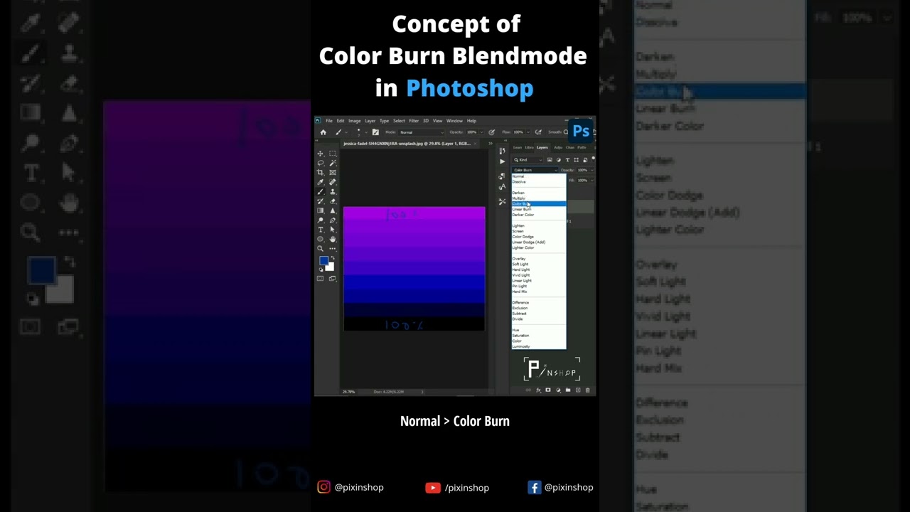 Concept of Color Burn Blend Mode in photoshop 🔵 #pixinshop #satyendrasutrakar