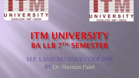 Introduction to MP land Revenue Code