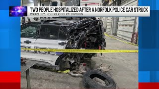 Two people hospitalized after a Norfolk Police car struck
