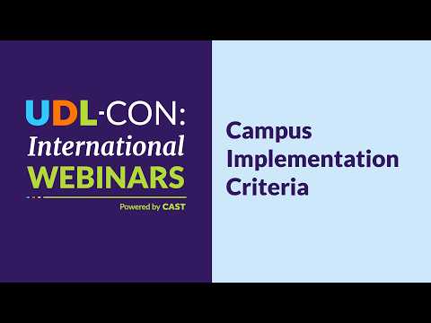 Advancing UDL Across Campus: Campus Implementation Criteria