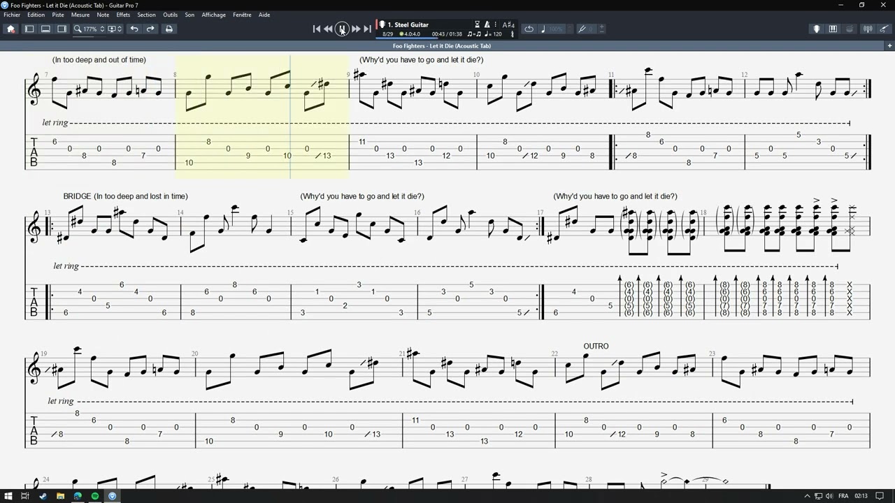 Foo Fighters  - Let it Die (Acoustic Tab)