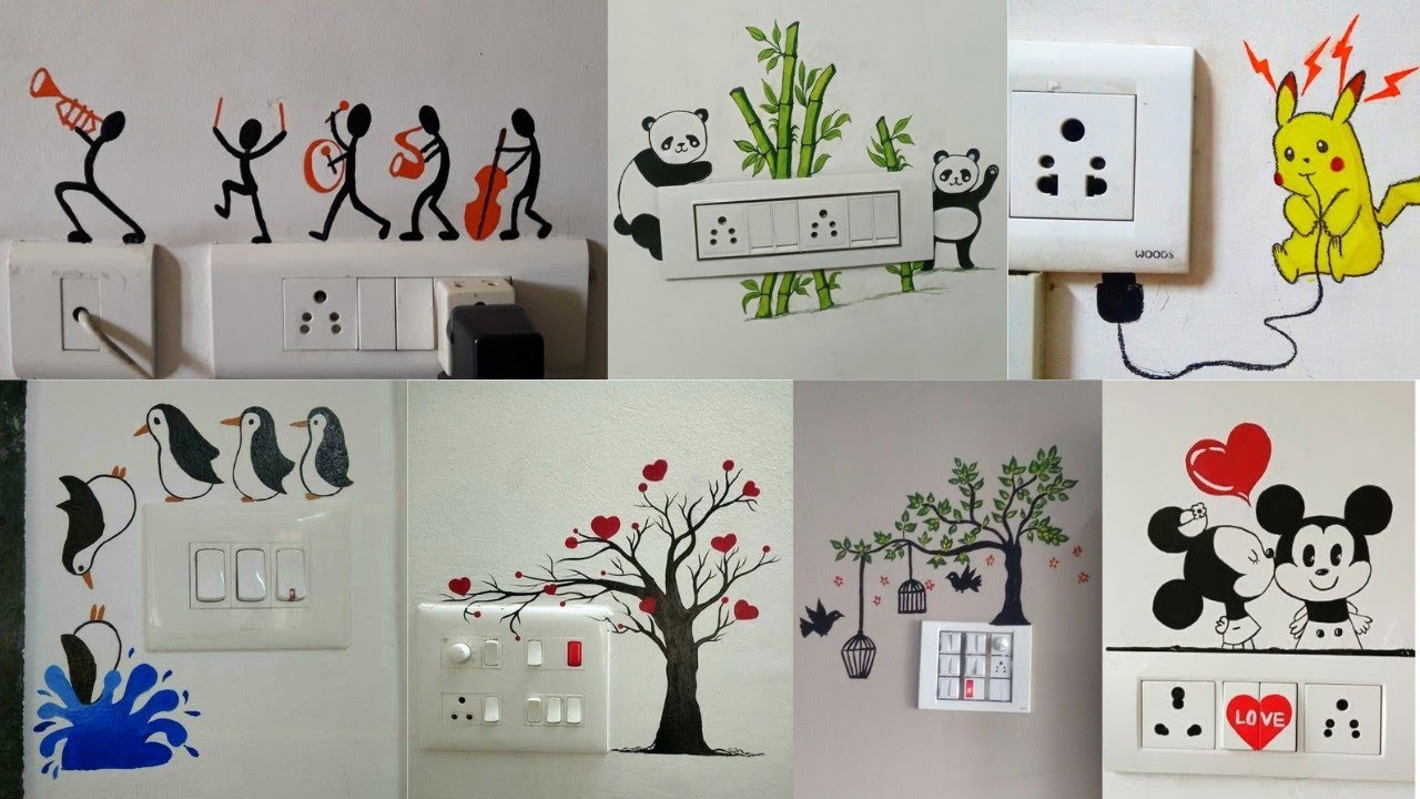 Easy Switch board painting ideas/Switch board drawing designs/Switch ...