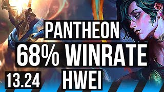 PANTHEON vs HWEI (MID) | 68% winrate, 15/3/7, Godlike | NA Master | 13.24