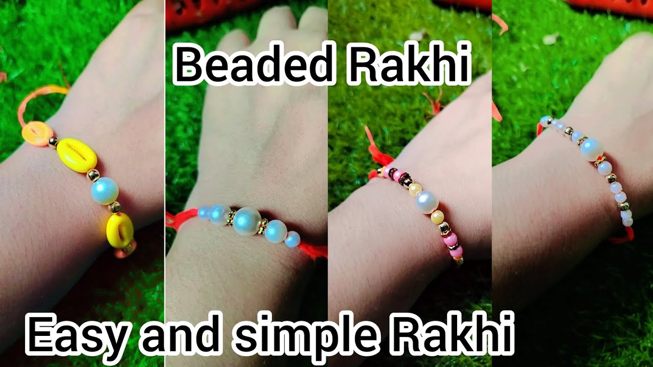 5 मिनिट मध्ये राखी बनवा||how to make pearl beads Rakhi||rakhi making at ...