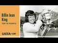 Billie Jean King | Top-10 Points | US Open の動画、YouTube動画。