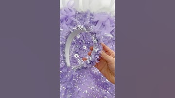 Corset v neck 3D floral beaded lavender long prom dress #dress #gown #fashion #prom #wedding #bridal