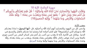 سورة المائدة الآية 18: شرح معنى الآية وتكرارها لتسهيل الحفظ