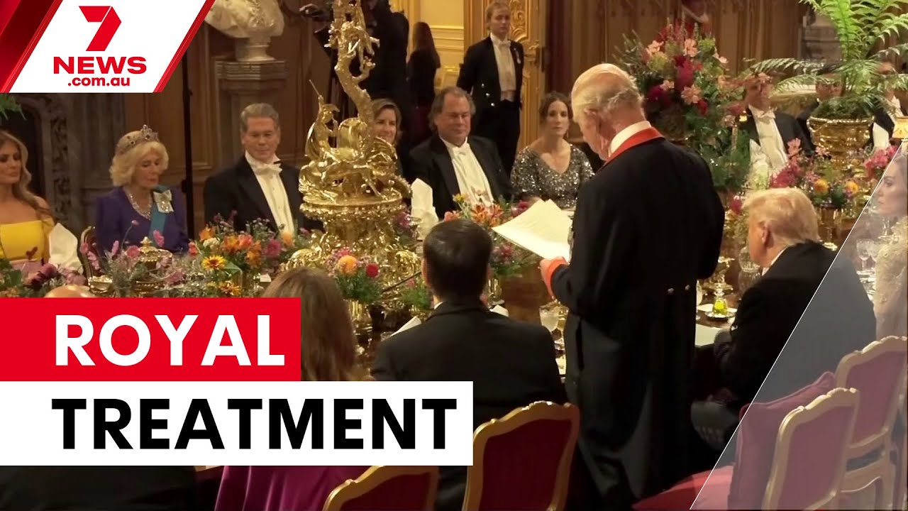 Trump receives royal treatment at Windsor Castle | 7NEWS