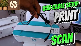 How To Connect HP DESKJET 3700e With USB CABLE, Print From Computer and Scan with USB Cable