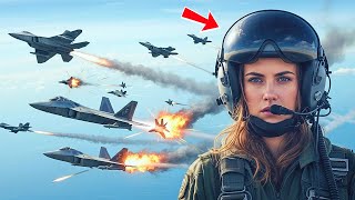 картинка: 40 вражеских самолетов атаковали базу — затем женщина-пилот F-22 предприняла быстрые действия и...
