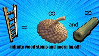 duplication glitch to get infinite weed stems and acorn tops in grounded