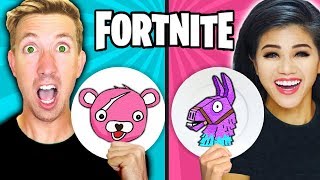 FORTNITE PANCAKE ART CHALLENGE! Learn How To Make LLAMA & POND MONSTER in REAL LIFE DIY Pancake!