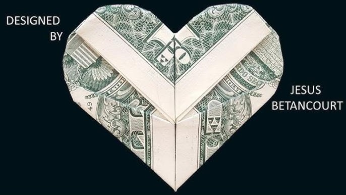 How To Make A Dollar Origami Heart With A 5$ Bill 