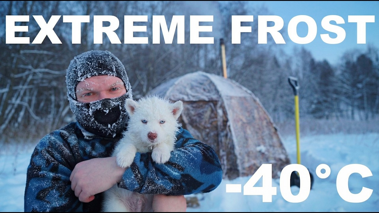 MY HUSKY PUPPY AND I SURVIVED EXTREME COLD IN A HOT TENT WITH A WOOD-BURNING STOVE! -40