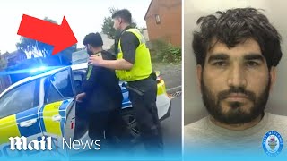 Moment trainee cops chase down rapist Awalkhan Sultankhail in Birmingham