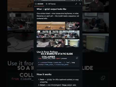 Aperçu de claude-real-video lets Claude actually watch a video instead of just reading its transcript
