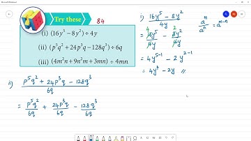 Class 8 TN Maths 3 ALGEBRA  Try these  Pg No 84(i)   (i) (16y^5 - 8y^2) ÷4 y