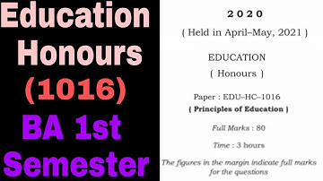 Education Honours 1016// BA 1st Semester// Guwahati University #questionpaper