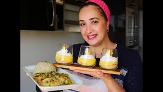 صدور دجاج بالكاري والكريمة مع تحلية خطيييييرة  poulet au curry avec des verrine a la crème d'orange