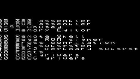 Collapse OS running on Z80 software framebuffer
