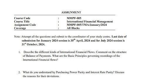 MMPF - 005 Solved Assignment Jan 2024 | July 2024 | MBA MMPF-005 International Financial Management