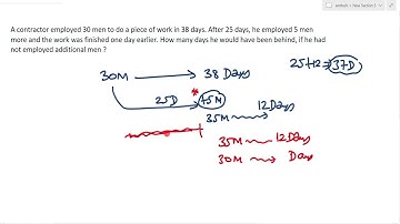 A contractor employed 30 men to do a piece of work in 38 days. After 25 days, he employed 5 more