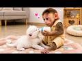 Obedient Baby Monkey Sweetly Takes Care of a Tiny Kitten 😭