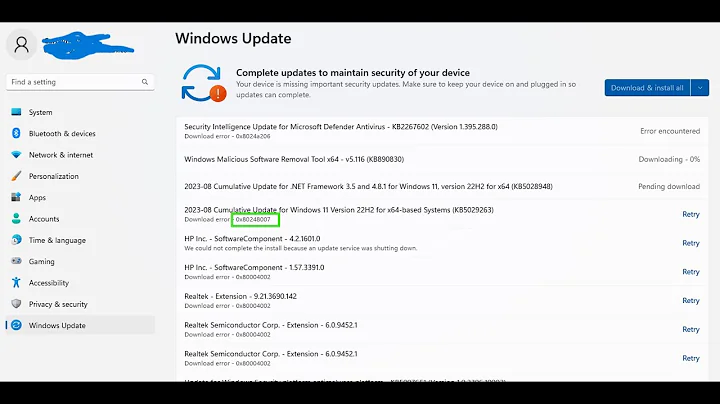 How to fix Windows update download error 0x80248007