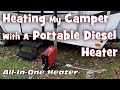 Heating Camper With Portable Diesel Heater in Freezing Weather