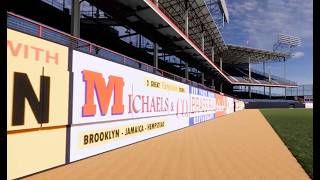 Strolling along the warning track at Ebbets Field