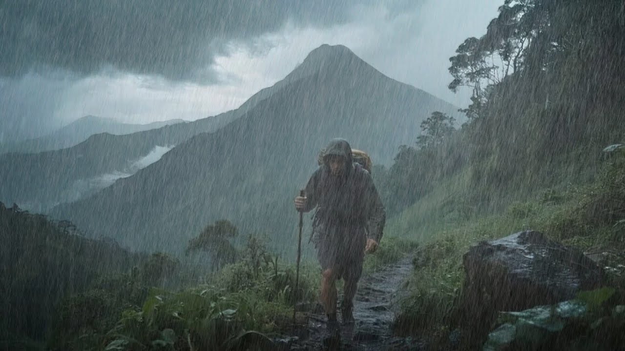 WALKING IN THE MOUNTAINS IN HEAVY RAIN - GETTING CAUGHT IN A TERRIBLE ...