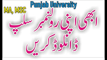 Punjab University MA, MSC & B Com  Roll No Slip Supplementary 2020 & Annual 2021