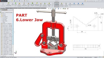 SolidWorks Tutorial Design of Pipe Vice Part 6.Lower Jaw