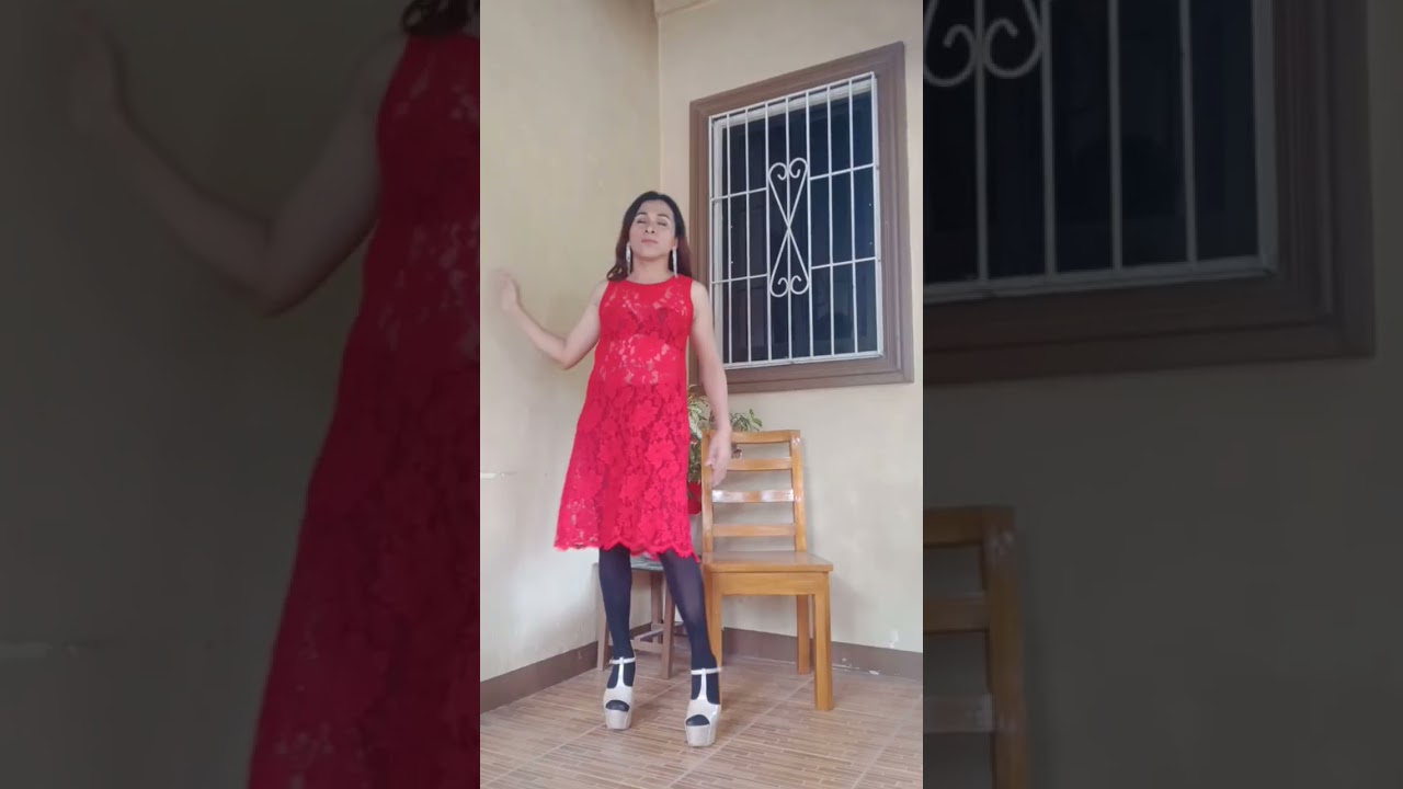 @Crossdresser/Ladyboy Rhoda My Collection of Red Dress with tights