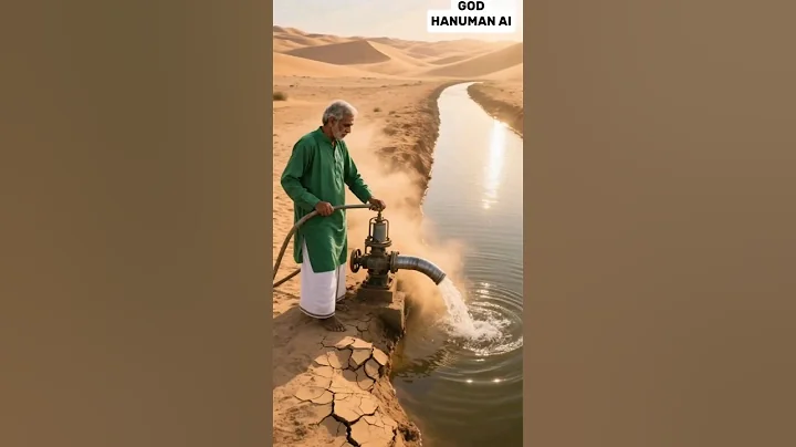 Hanuman Saves The Dying Fishes 🌊✨ Magical Water Blessing in Desert | #hanuman #ai #shorts