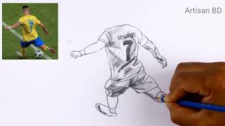 Easy Drawing Portrait Cristiano Ronaldo , How To Draw Ronaldo From Al Nassr Fc #cr7