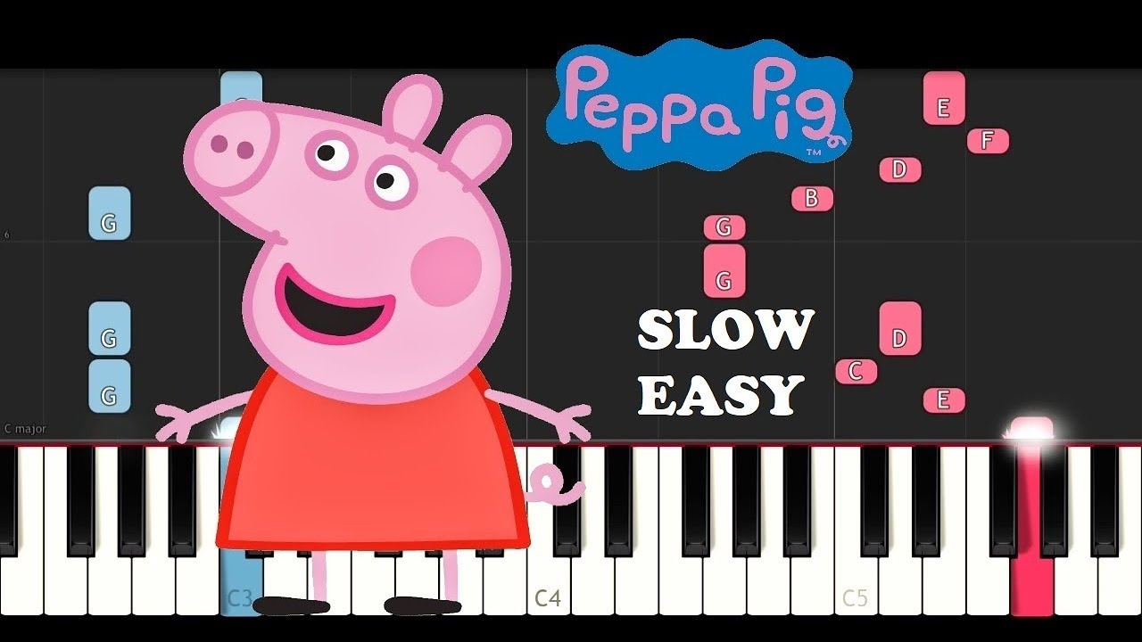 Peppa Pig Theme (SLOW EASY PIANO TUTORIAL) - YouTube