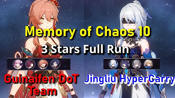 Guinaifen Kafka DoT team & Jingliu Hypercarry in Memory of Chaos 10 Full Run | Honkai Star Rail