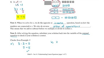 Math 9 - Sec 6.1 Understanding Linear Equations