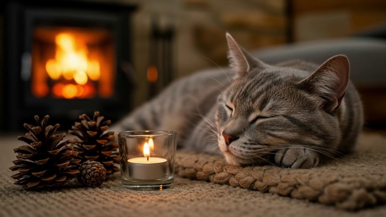 Peaceful Cat Music 432Hz 😻 Warm Fireplace Vibe For Soft Sleep And Emotional Healing