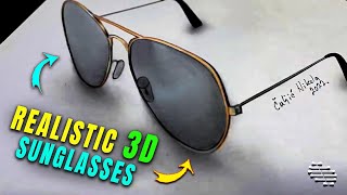 Artist Drawing Realistic 3D Sunglasses Using Pencils and Markers