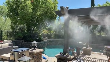 Misting and fogging system installed in beautiful backyard