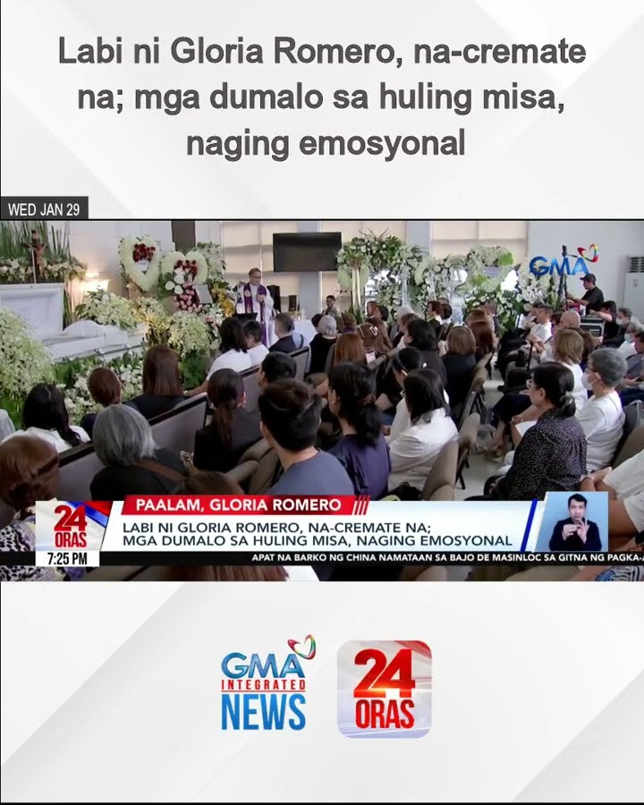 Labi ni Gloria Romero, na-cremate na; mga dumalo sa huling misa, naging emosyonal | 24 Oras